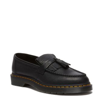 Dr. Martens Adrian Yellow Stitch Ambassador Leather Loafers in Black