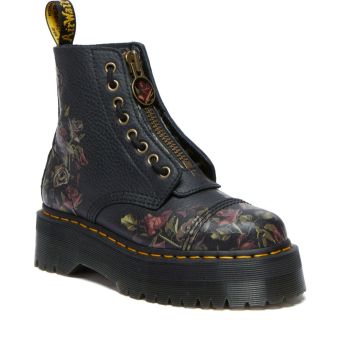 Dr. Martens Sinclair Decayed Roses Leather Platform Boots in Black