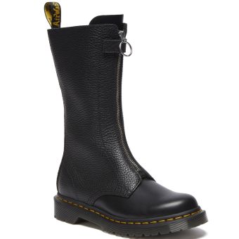 Dr. Martens Women's 1B99 Front Zip Leather Lace Up Boots in Black