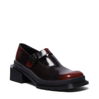 Dr. Martens Maybole Square Toe Mary Jane Shoes in Black/Cherry Red