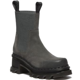 Dr. Martens Corran Chelsea Waxy Suede Heeled Boots in Gunmetal