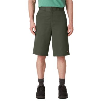 Dickies Loose Fit Flat Front Work Shorts, 13" in Olive Green