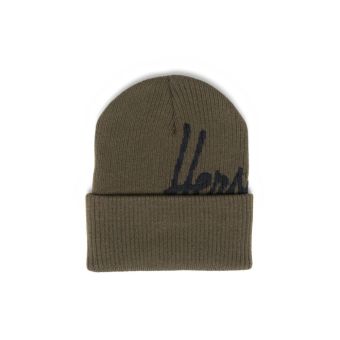 Herschel Elmer Script Ribbed Beanie in Ivy Green/Black