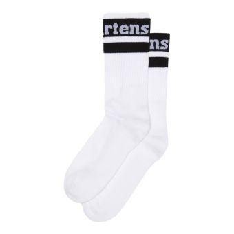 Dr. Martens Athletic Logo Organic Cotton Blend Socks in White/Black