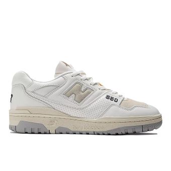 New Balance Unisex 550 in White with timberwolf and raincloud
