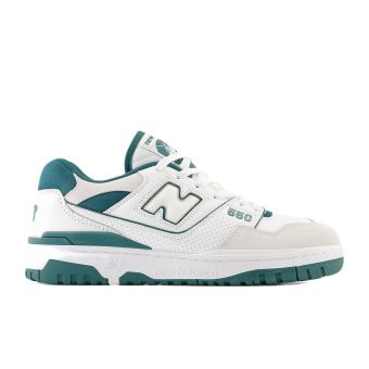 New Balance Men's 550 in White with vintage teal