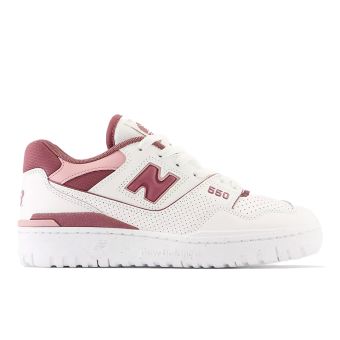 New Balance Women's 550 in Sea salt with washed burgundy and pink moon