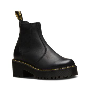 Dr. Martens Rometty Women's Leather Platform Chelsea Boots in Black Burnished Wyoming