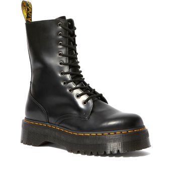 Dr. Martens Jadon Hi Smooth Leather Platform Boots in Black Polished Smooth