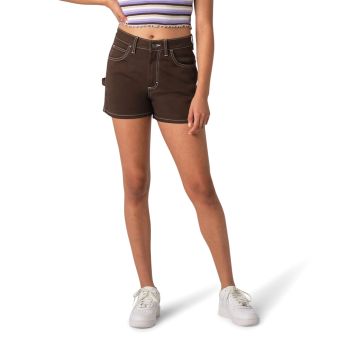 Dickies Women's High Waisted Carpenter Shorts, 3" in Chocolate Brown