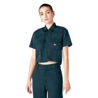 Dickies Women's Cropped Work Shirt in Reflecting Pond