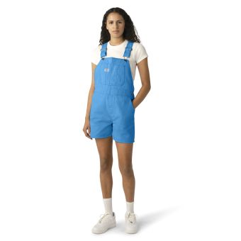 Dickies Women's Duck Bib Shortalls in Stonewashed Azure Blue