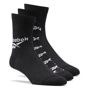 Reebok Classics Fold-Over Crew Socks 3 Pairs in Black