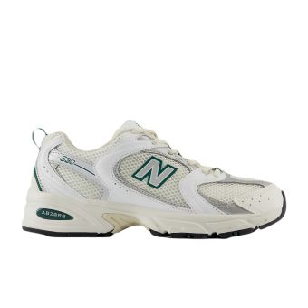 New Balance Unisex 530 in Sea Salt with White and Marsh Green