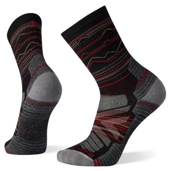 Smartwool Hike Light Cushion Mountain Range Pattern Crew Socks in Black