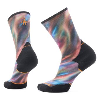 Smartwool Women's Trail Run Water Shimmer Print Crew Socks Targeted Cushion in Black