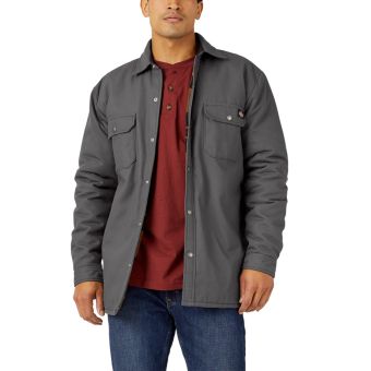 Dickies Men's Flannel Lined Duck Shirt Jacket with Hydroshield in Slate Gray