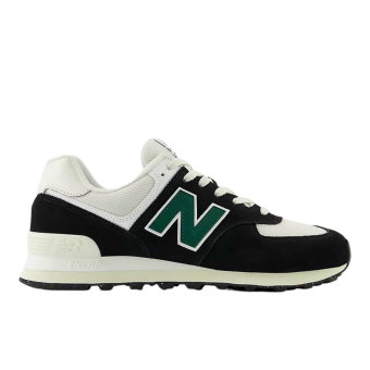 New Balance Unisex 574 in Black with White and Marsh Green