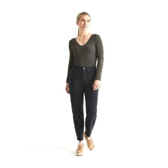 DU/ER Women's Midweight Performance Denim High-Rise Arc in Aged Black