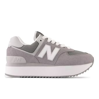 New Balance Women's 574+ in Shadow grey with rain cloud and white