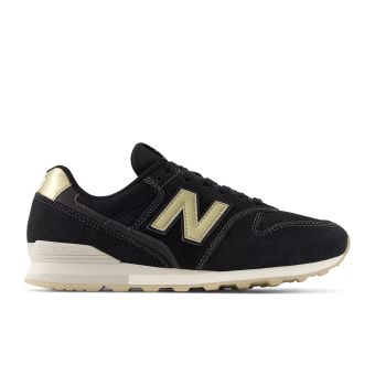 New Balance Women's WL996v2 in Black with Gold and Magnet