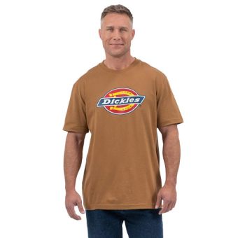 Dickies Men's Short Sleeve Tri-Color Logo Graphic T-Shirt in Brown Duck