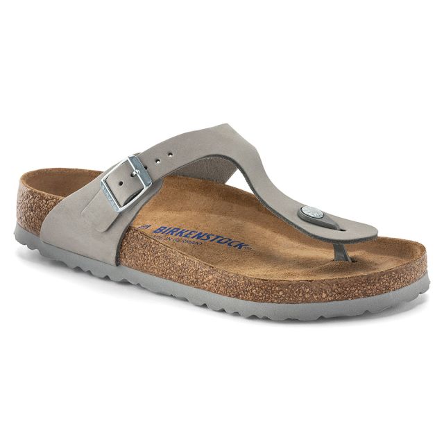 Birkenstock Gizeh Soft Footbed Nubuck Leather Regular in Dove Gray