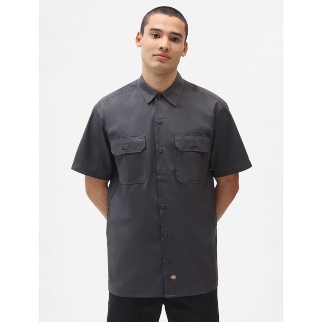 Dickies Men's Short Sleeve Work Shirt in Charcoal Gray