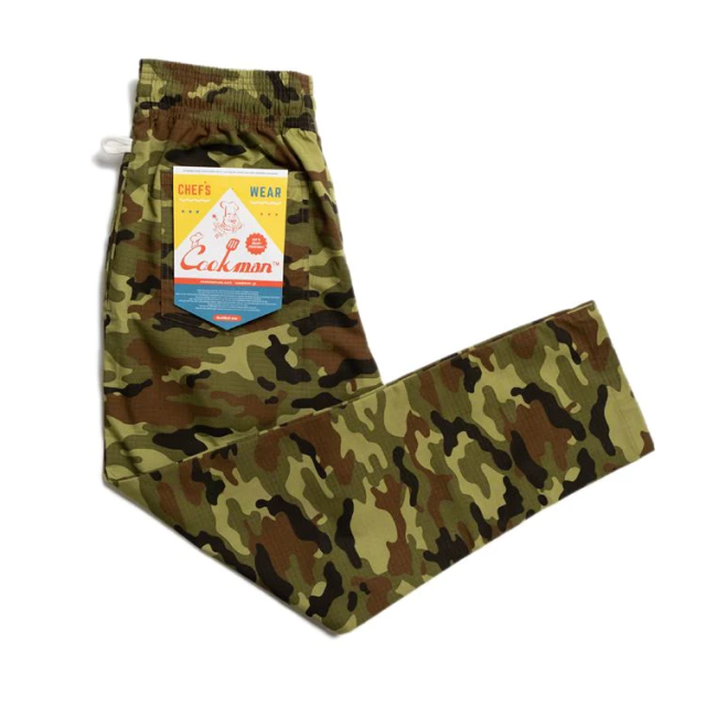 Cookman Chef Pants - Ripstop in Woodland Camo Green