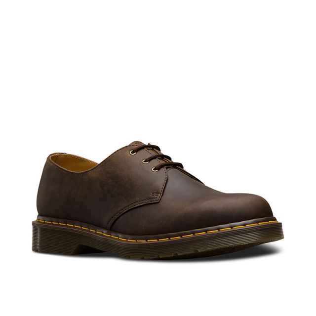 Dr. Martens Reeder Crazy Horse Leather Utility Shoes in Dark Brown | NEON