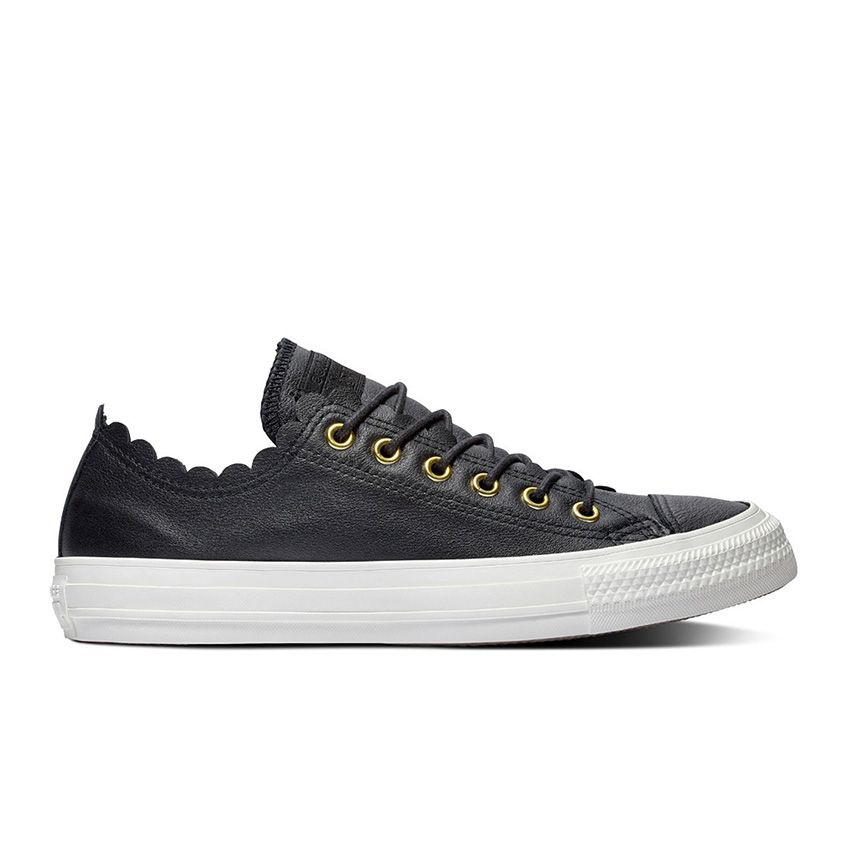 Converse Chuck Taylor All Star Frilly Thrills Low Top in Black/Gold/Egret