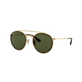 Ray-Ban Round Double Bridge Sunglasses in Gold with Non