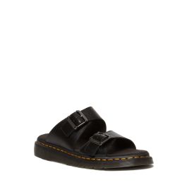 Dr. Martens Josef Leather Buckle Slide Sandals in Black NEON Canada