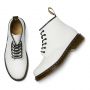 Dr. Martens 101 Yellow Stitch Smooth Leather Ankle Boots in White