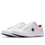 Converse One Star Perforated Leather Low Top in White/Athletic Navy/Enamel Red