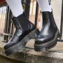 Dr. Martens 2976 Polished Smooth Platform Chelsea Boots in Black Polished Smooth