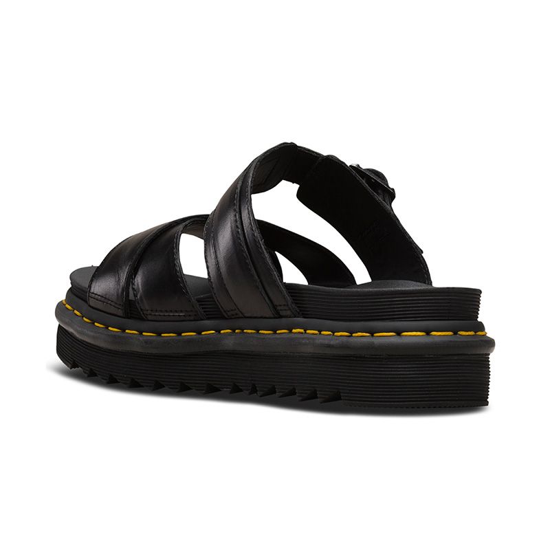 Dr. Martens Ryker Leather Strap Slide Sandals in Black Brando | NEON