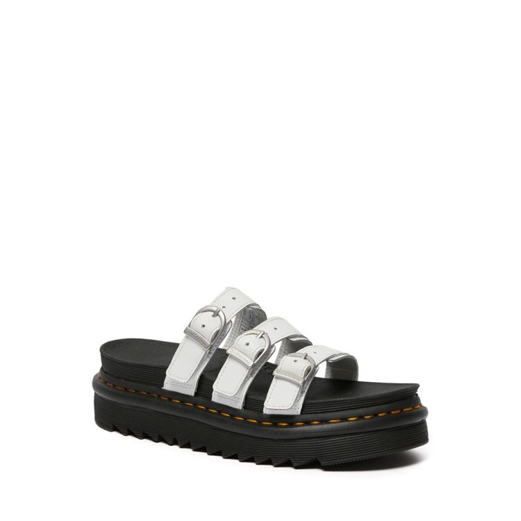 Blaire Leather Slide Sandals in Black