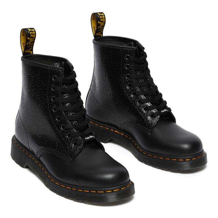 Dr. Martens 1460 Keith Haring Leather Lace Up Boots in Black NEON Canada