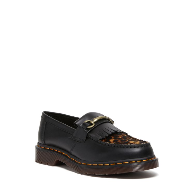 Dr. Martens Adrian Snaffle Hair On Loafers in Black Micro Leopard 