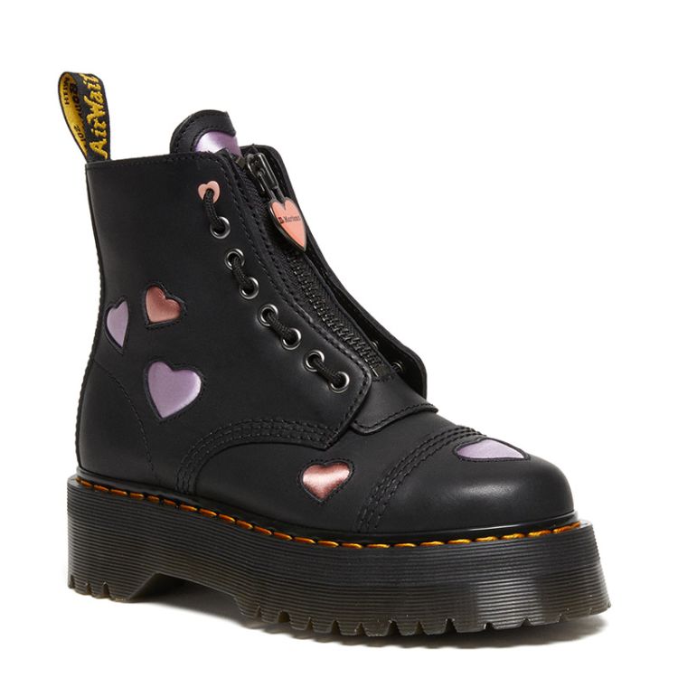 Dr. Martens Sinclair Leather Heart Platform Boots in Black NEON Canada