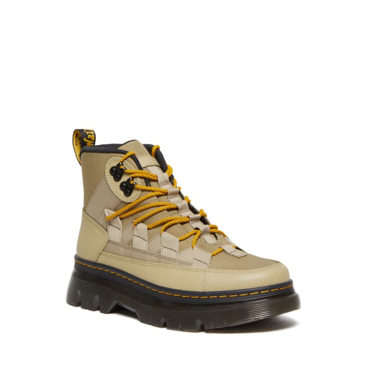 Dr. Martens Boury Nylon & Leather Casual Boots in Pale Olive