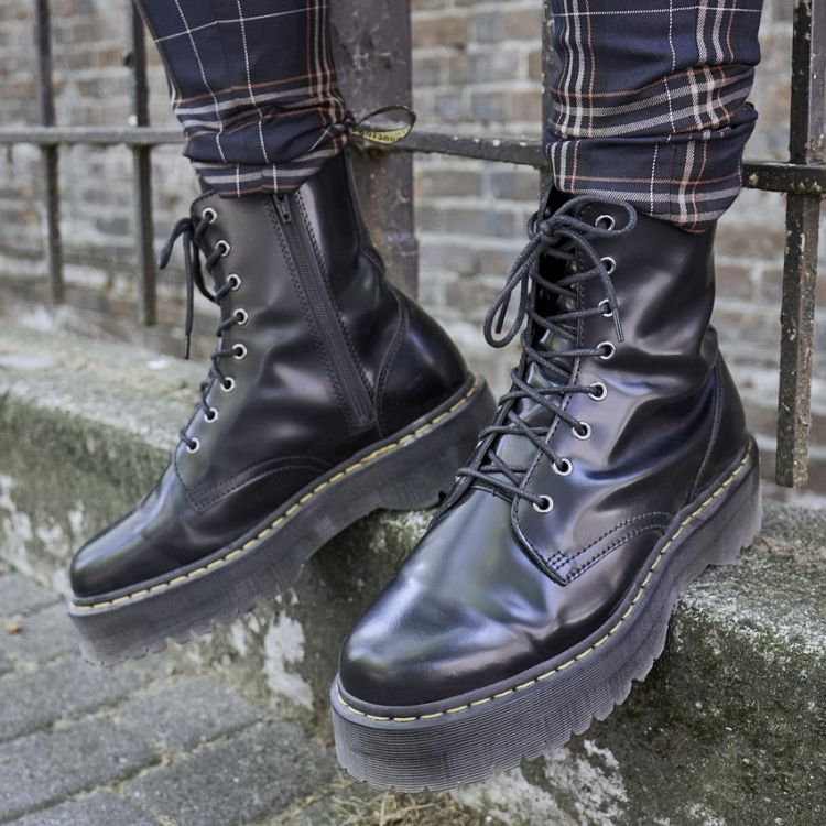 Dr. Martens Jadon Smooth Leather Platform Boots in Black Polished Smooth NEON Canada