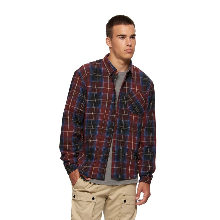 Kuwalla Midweight Plaid Shirt in Burgundy